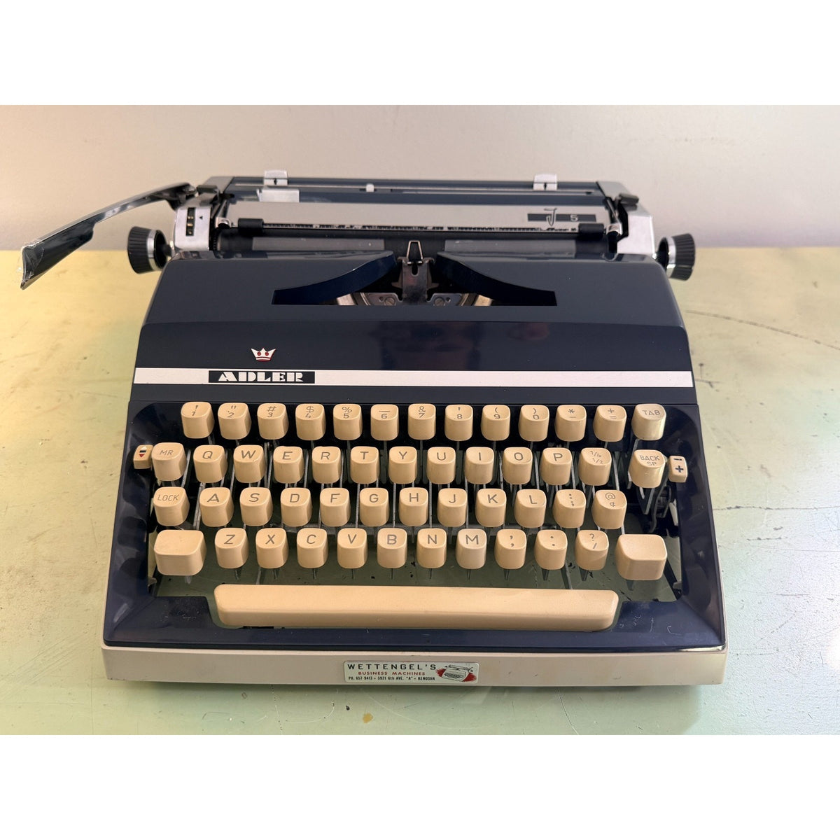 Adler J-5 Typewriter • Rare No 85 Cubic Techno Typeface • West German w/Case