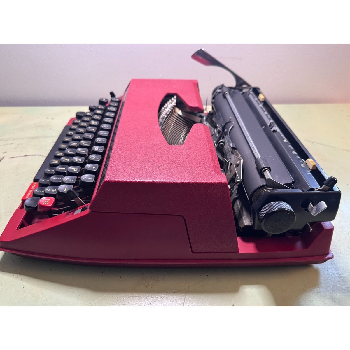 1977 Brother Valiant 413 Typewriter • Red Japanese Portable w/Case & Manual