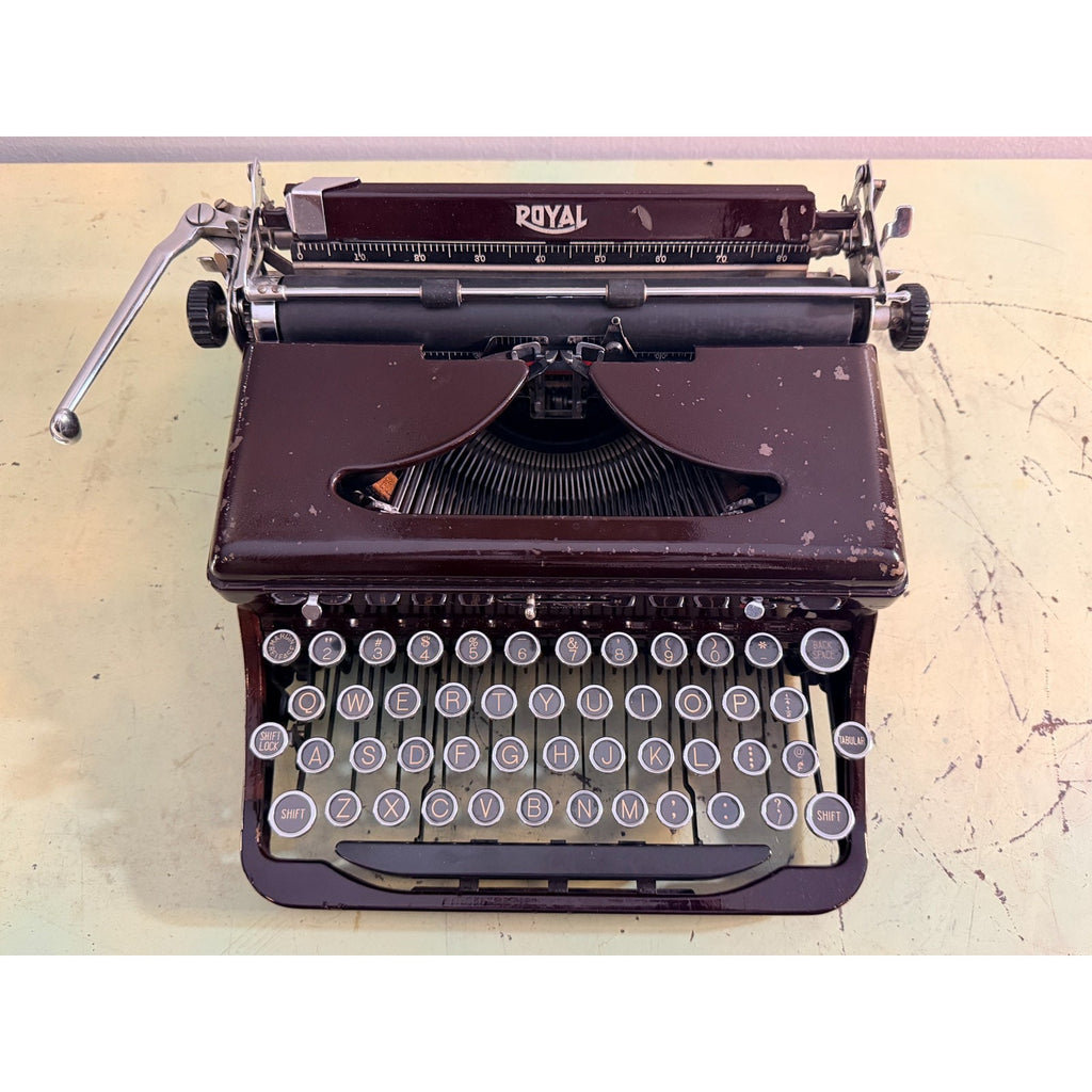 Prewar Royal De Luxe Portable Typewriter • Deep Burgundy • Duo Case & Manual