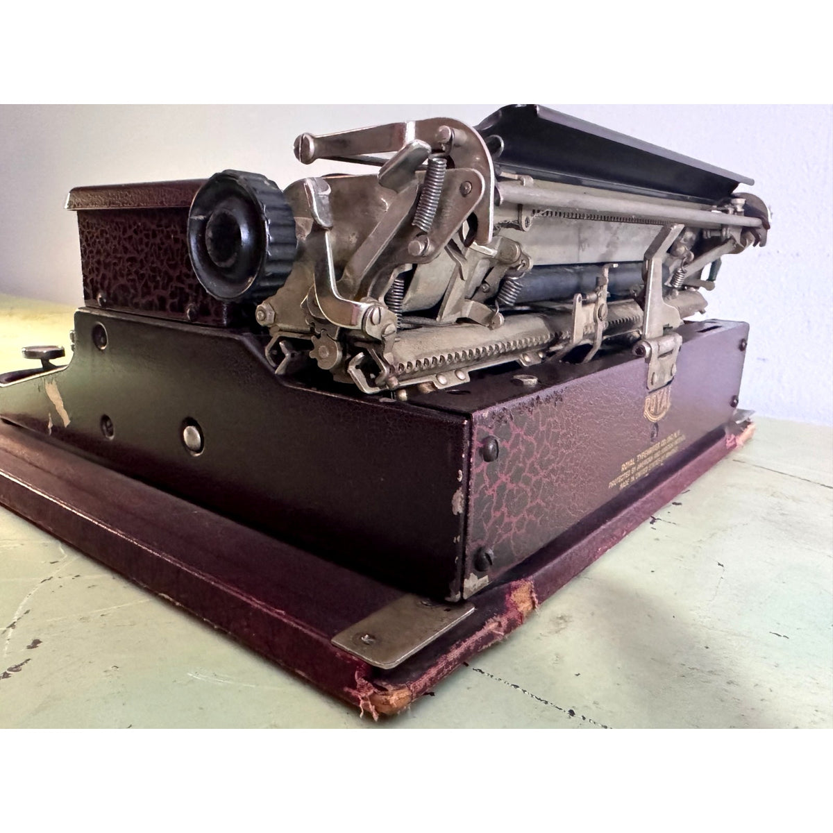 1928 Royal Model P Portable Typewriter • Rare Burgundy Alligator Finish • w/Case