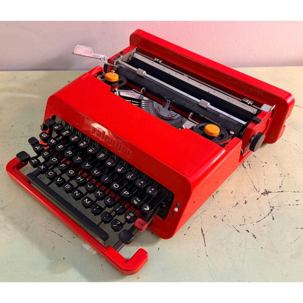 Olivetti Valentine Typewriter • Red Portable w/Original Case, Manuals • Pica