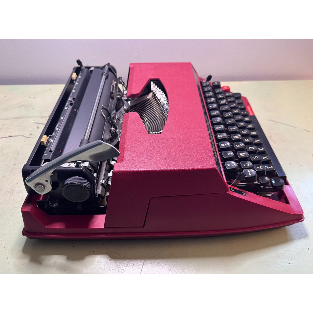 1977 Brother Valiant 413 Typewriter • Red Japanese Portable w/Case & Manual