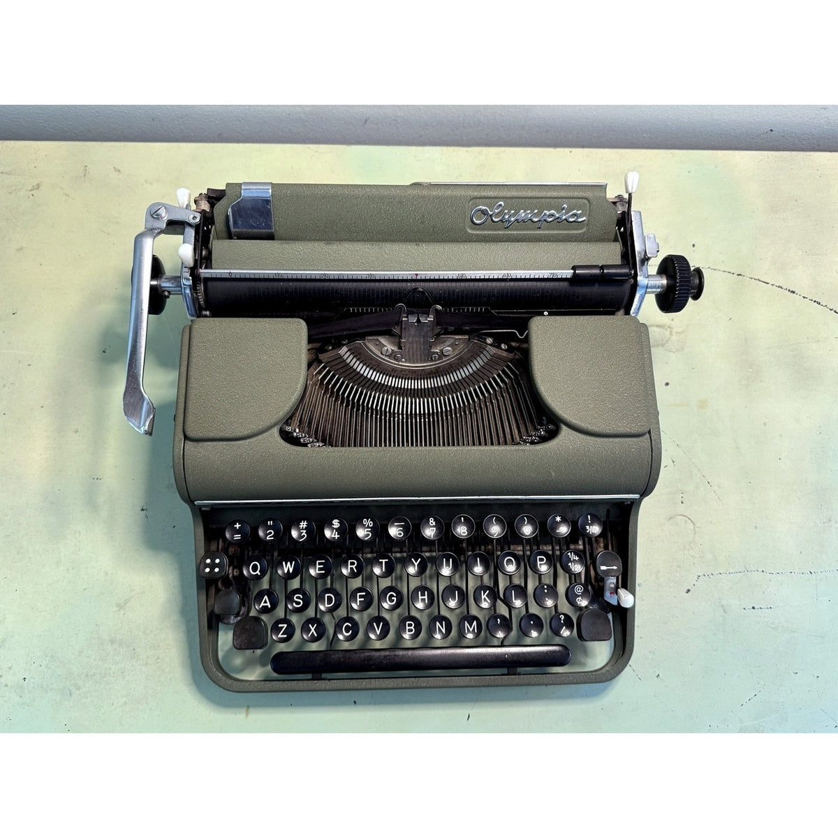 Early 1951 Olympia SM1 Portable Typewriter • Olive Green • W Germany, Serviced
