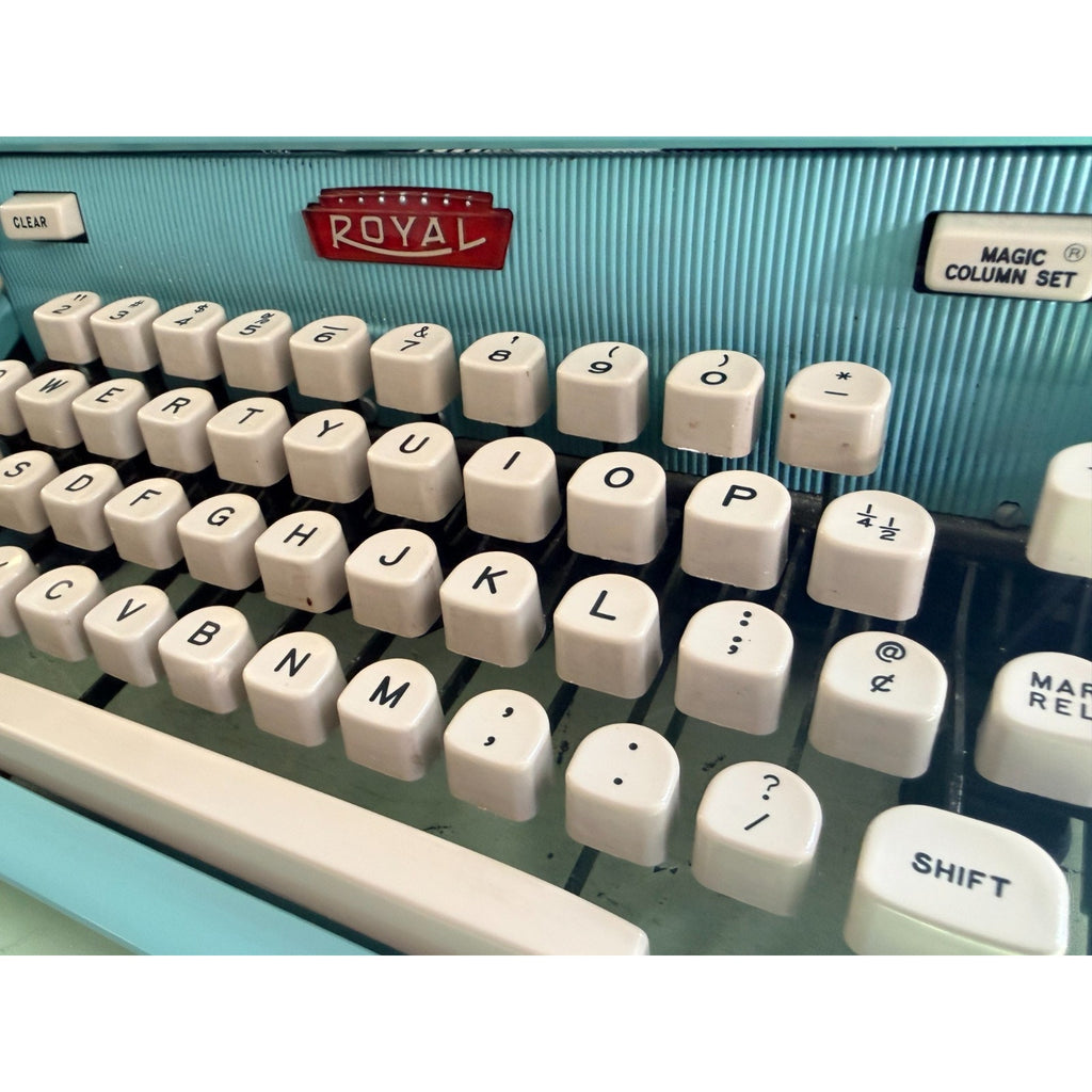 Sky Blue 1962 Royal Futura 600 Portable Typewriter • Cleaned and Tested