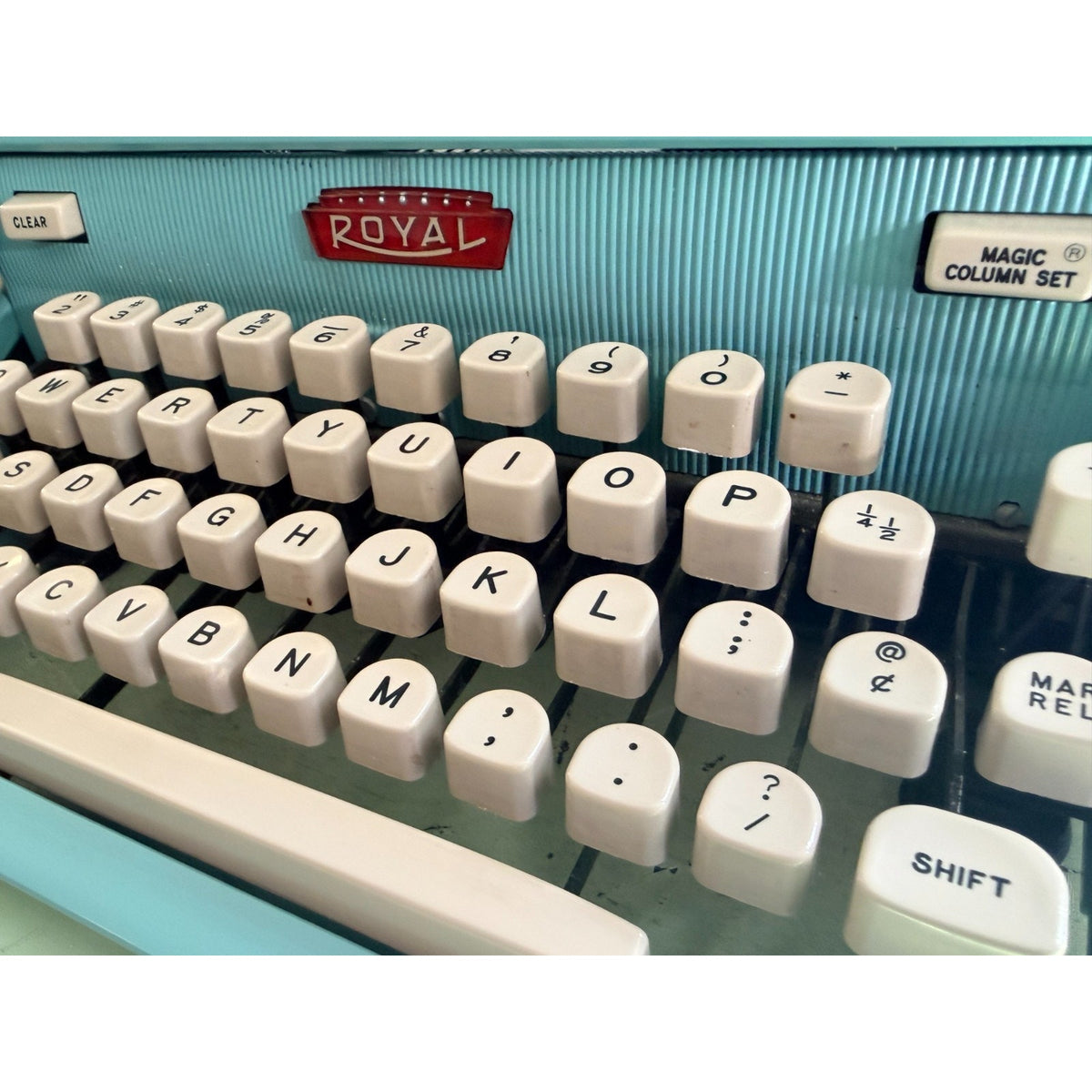 Sky Blue 1962 Royal Futura 600 Portable Typewriter • Cleaned and Tested
