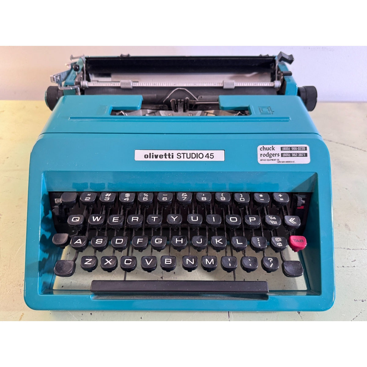 Turquoise Blue Olivetti Studio 45 Typewriter • Tested Portable w/Matching Case