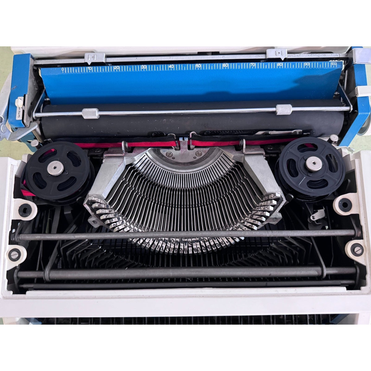 Rare Teal Blue Underwood 315 Typewriter • "Cursive" Script Typeface • w/Case